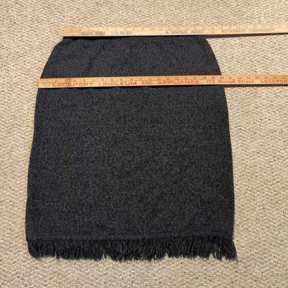 Vintage Knit Sweater Pencil Straight Skirt Large Gray Black Fringe Chic Preppy - Picture 3 of 7
